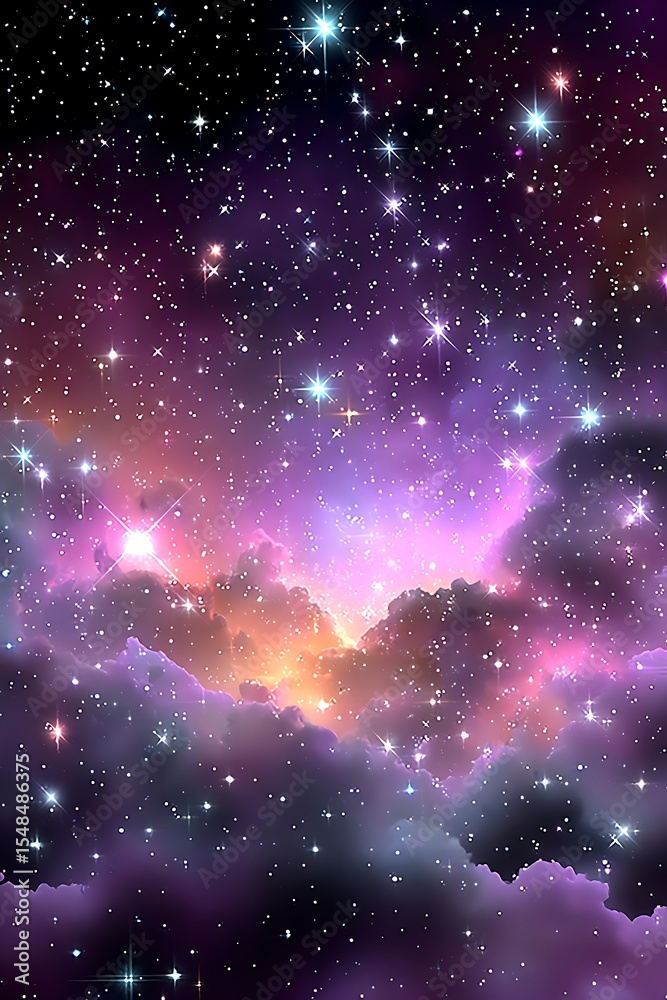 Fototapeta premium Nebula night sky, vibrant colors