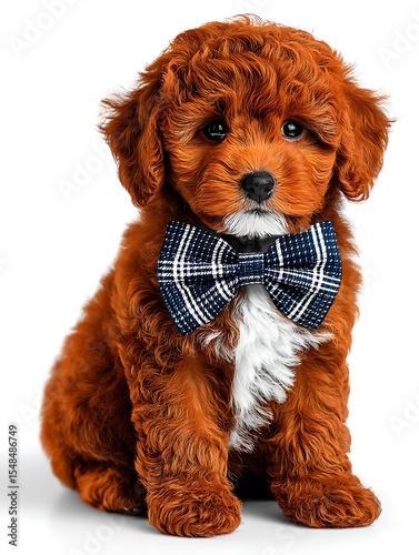 Adorable puppy wearing bowtie