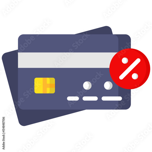 Credit card flat color icon. Simple vector icon design in flat color style. Editable vector format