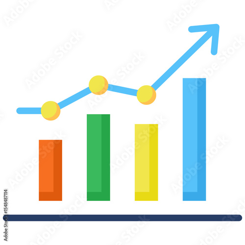 Growth flat color icon. Simple vector icon design in flat color style. Editable vector format
