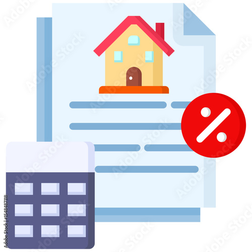 Mortgage flat color icon. Simple vector icon design in flat color style. Editable vector format