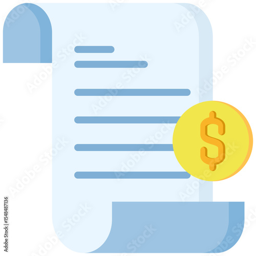 Bill flat color icon. Simple vector icon design in flat color style. Editable vector format