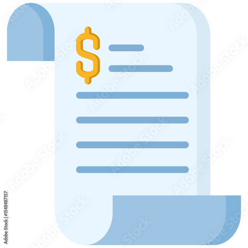 Invoice flat color icon. Simple vector icon design in flat color style. Editable vector format