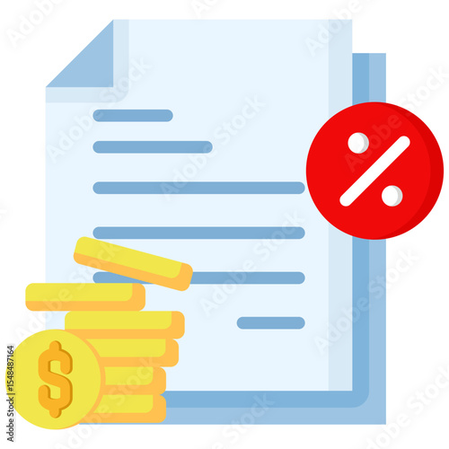 Taxes flat color icon. Simple vector icon design in flat color style. Editable vector format