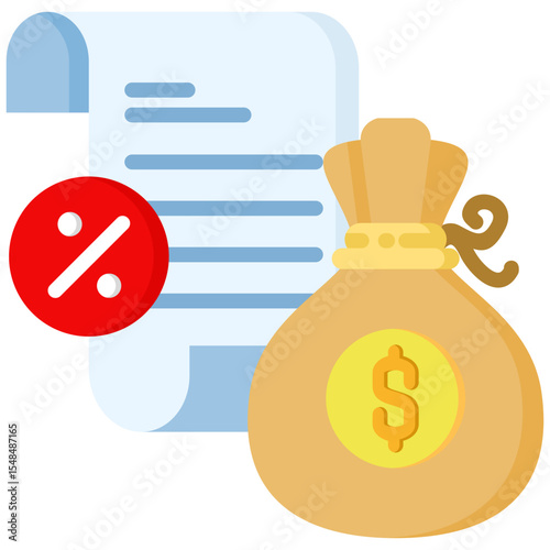 Income flat color icon. Simple vector icon design in flat color style. Editable vector format