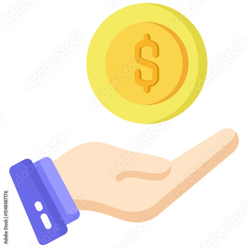 Money flat color icon. Simple vector icon design in flat color style. Editable vector format