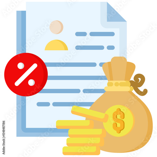 Tax flat color icon. Simple vector icon design in flat color style. Editable vector format