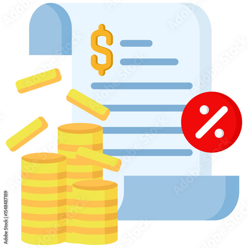 Income flat color icon. Simple vector icon design in flat color style. Editable vector format
