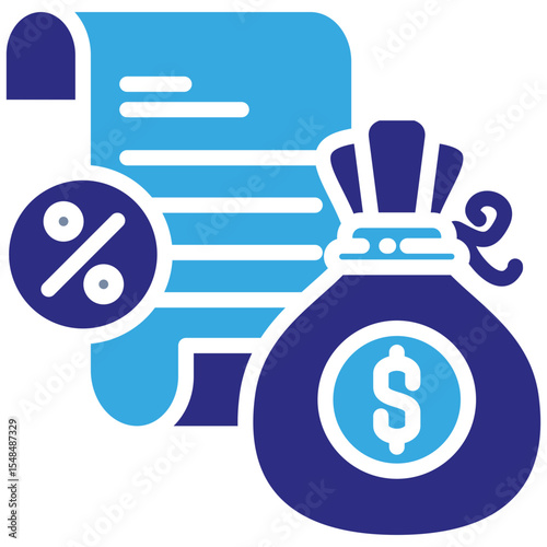 Income solid dual color icon. Simple vector icon design in solid color style. Editable vector format