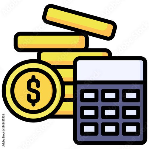 Accounting lineal color icon. Simple vector icon design in lineal color style. Editable vector format