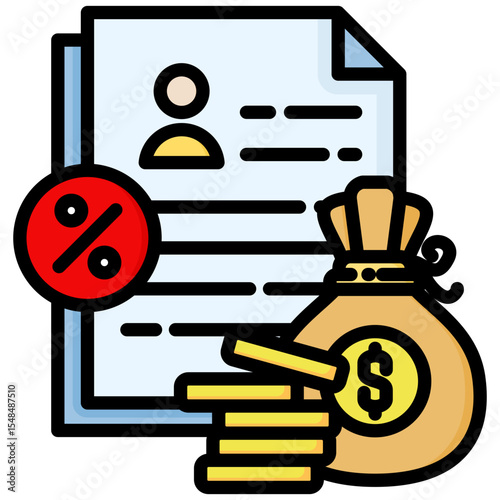 Tax lineal color icon. Simple vector icon design in lineal color style. Editable vector format