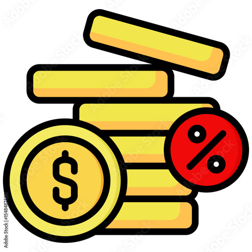 Interest rate lineal color icon. Simple vector icon design in lineal color style. Editable vector format