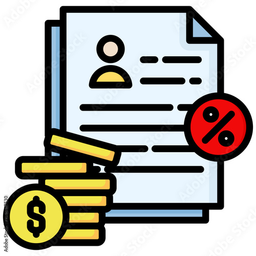 Income tax lineal color icon. Simple vector icon design in lineal color style. Editable vector format