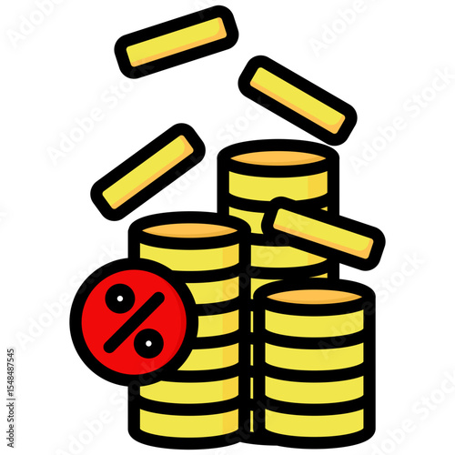Taxes lineal color icon. Simple vector icon design in lineal color style. Editable vector format