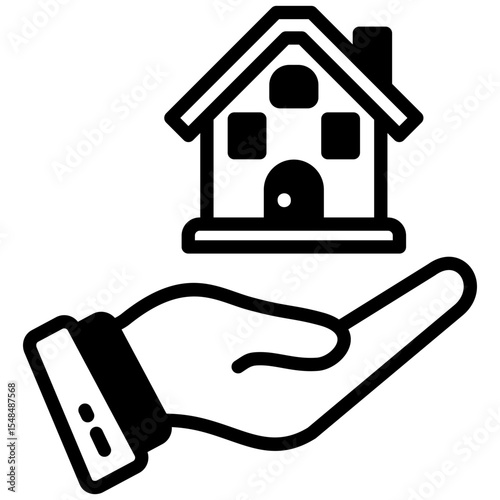Real estate mixed glyph icon. Simple vector icon design in glyph style. Editable vector format