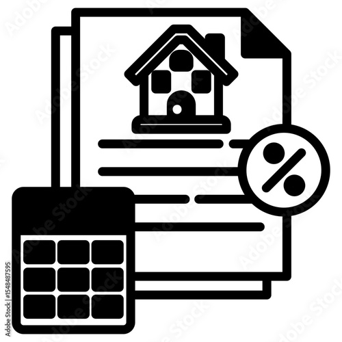 Mortgage mixed glyph icon. Simple vector icon design in glyph style. Editable vector format