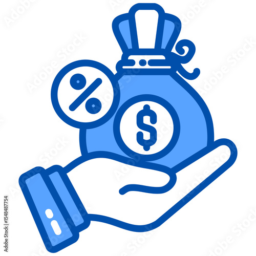 Taxes blue color icon. Simple vector icon design in blue color style. Editable vector format