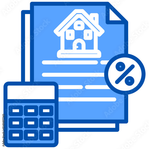 Mortgage blue color icon. Simple vector icon design in blue color style. Editable vector format
