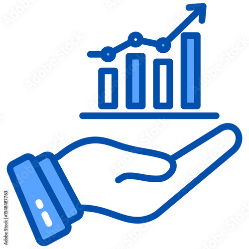 Investment blue color icon. Simple vector icon design in blue color style. Editable vector format