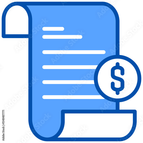Bill blue color icon. Simple vector icon design in blue color style. Editable vector format