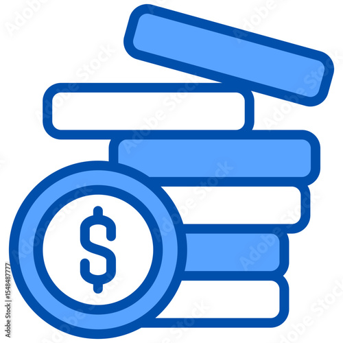 Profit blue color icon. Simple vector icon design in blue color style. Editable vector format