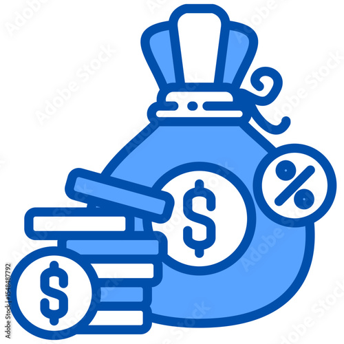 Money blue color icon. Simple vector icon design in blue color style. Editable vector format