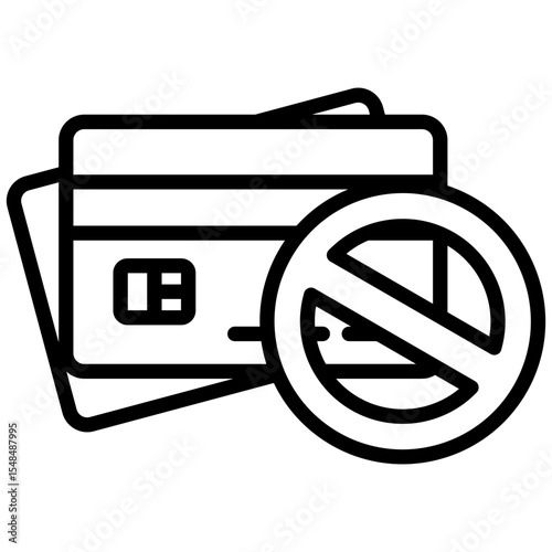 No credit card outline icon. Simple vector icon design in outline style. Editable vector format
