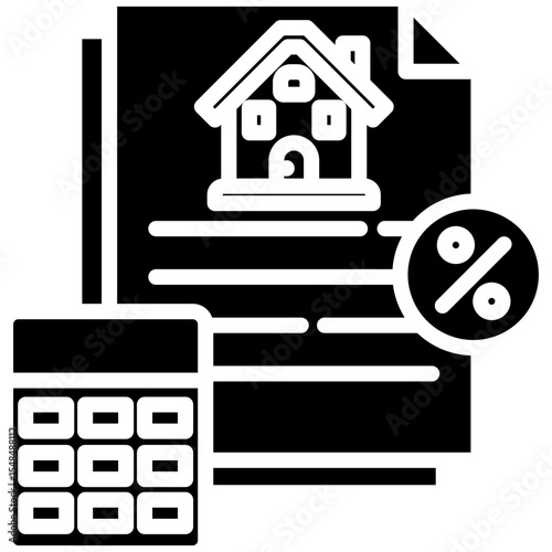 Mortgage gylph icon. Simple vector icon design in gylph style. Editable vector format