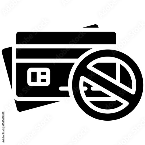 No credit card gylph icon. Simple vector icon design in gylph style. Editable vector format