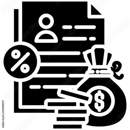 Tax gylph icon. Simple vector icon design in gylph style. Editable vector format