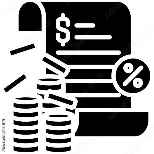 Income gylph icon. Simple vector icon design in gylph style. Editable vector format