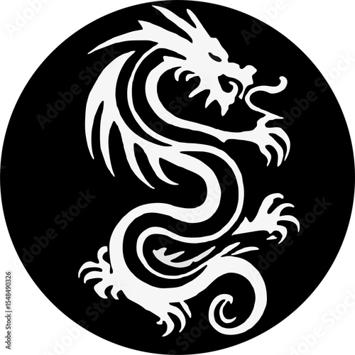 Dragon logo icons. Ancient mythical serpent symbol. Mythological beast sign. Vector illustration