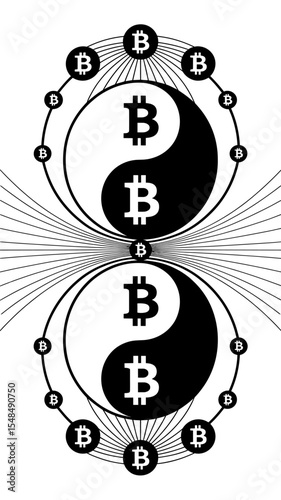 Bitcoin Network Balance Yin Yang Conceptual Design