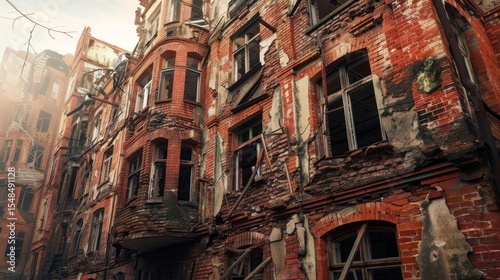 Burnt brick building ruins
