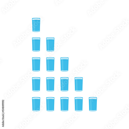 vector design of a collection of blue glasses lined up.