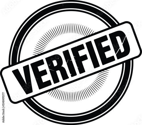 Black and white verified rubber stamp graphic