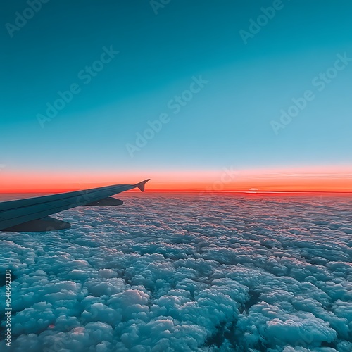 Airplane Window View Sunrise Over Clouds
