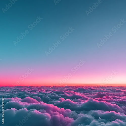 Aerial view of colorful sunset over clouds