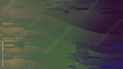 Abstract Glitch Art Background: Muted Greens and Blues