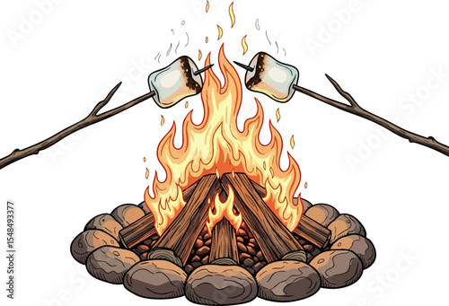 The Beach Bonfire with Marshmallows
