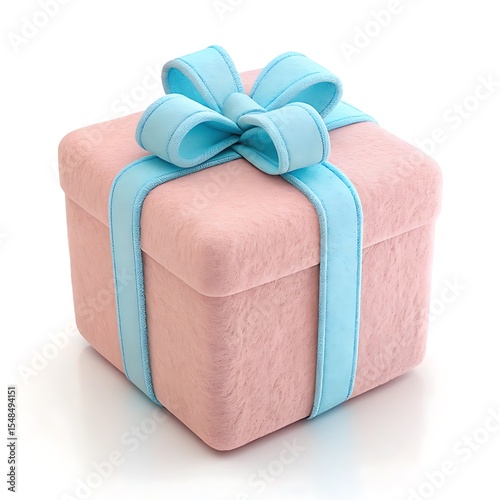 A festive blue gift box with a ribbon and bow, perfect for any holiday or celebration