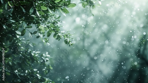 Rainy day lush foliage background