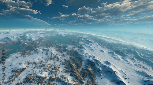 Snowy Planet Aerial View Landscape