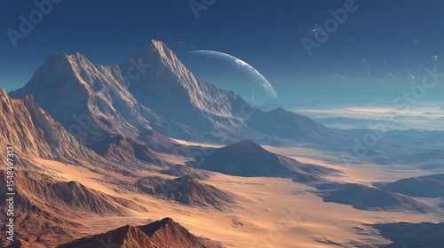 Landscape with Mountains and Planet