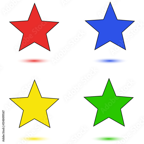 Colorful stars collection. Geometric shape set. Bright vector symbols. Variety graphic elements.