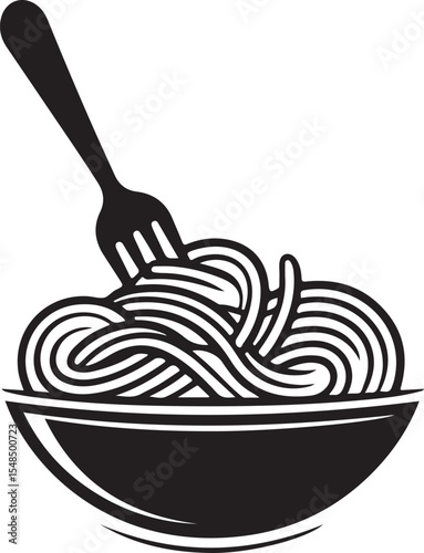 Delicious Spaghetti Illustration A Simple Black and White Design
