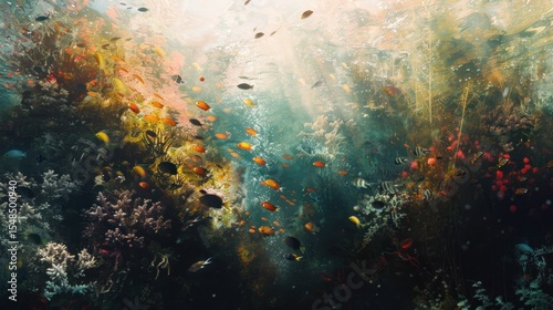Coral reef underwater scene