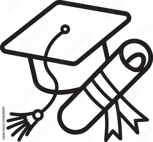 Graduation Cap and Diploma Celebrating Academic Achievement