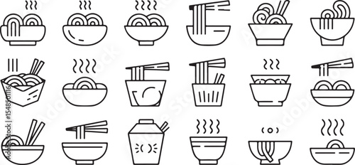 Noodle Icons A Collection of Line Art Graphics for Restaurants and Food Blogs