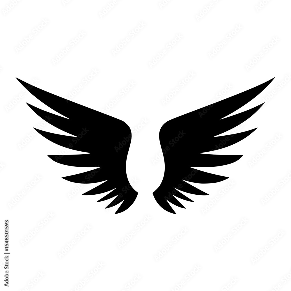 Obraz premium Black Wings Icon - Minimalist Design